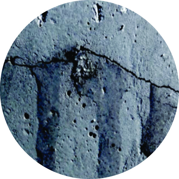 Cracked cement before PENETRON is applied
